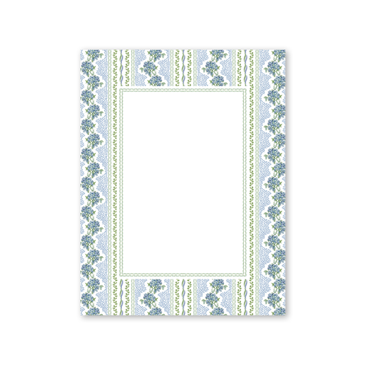 Decorative paper with floral border on a white background