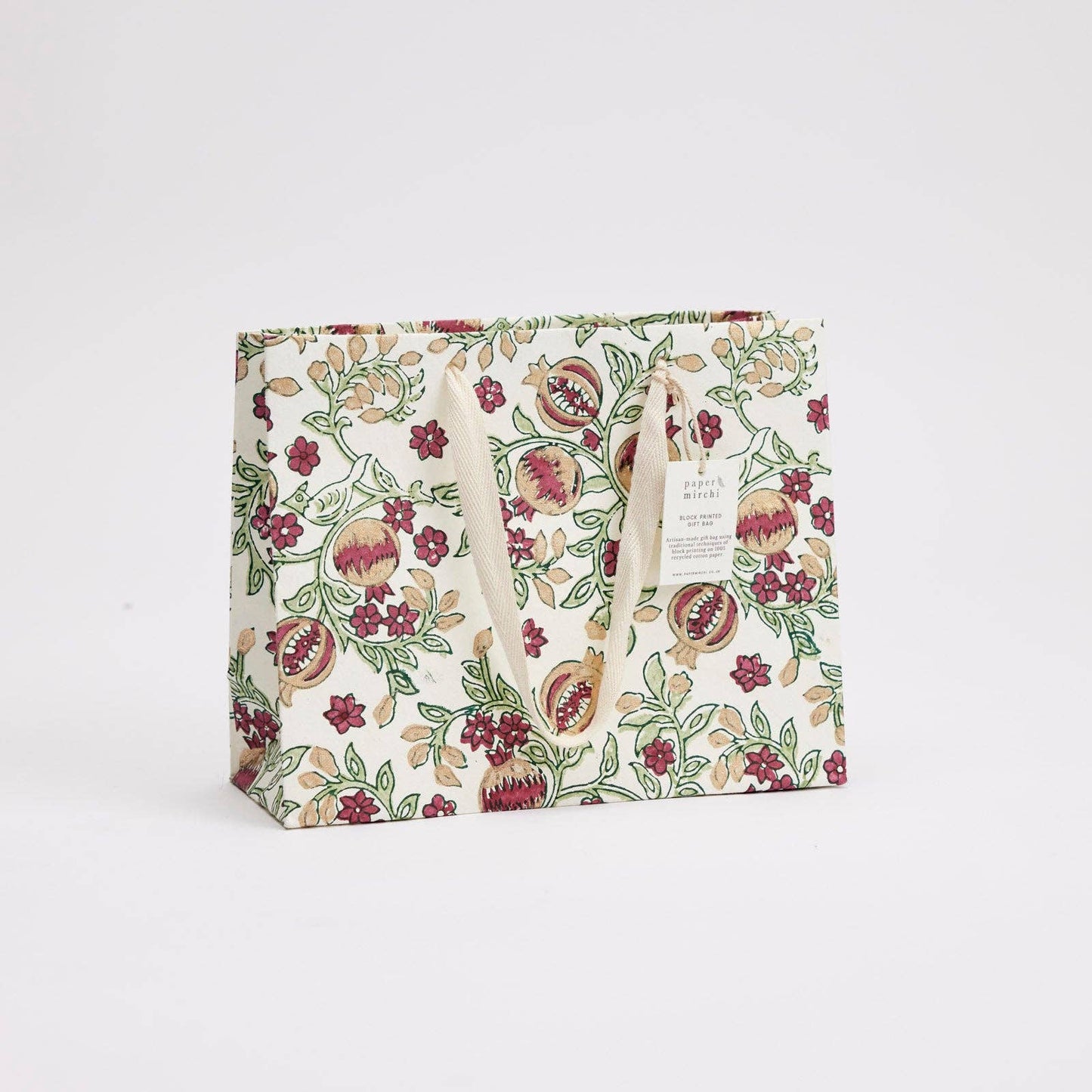 Cherry Medium Hand Block Printed Gift Bag