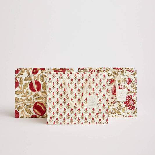 Scarlet Medium Hand Block Printed Gift Bag