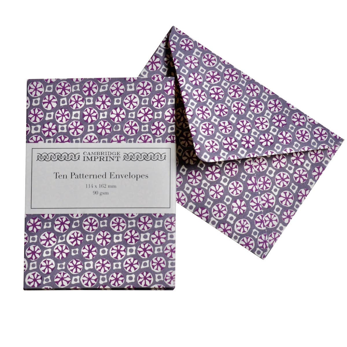 Packet of Ten Patterned Envelopes Sea Urchin French Lavender