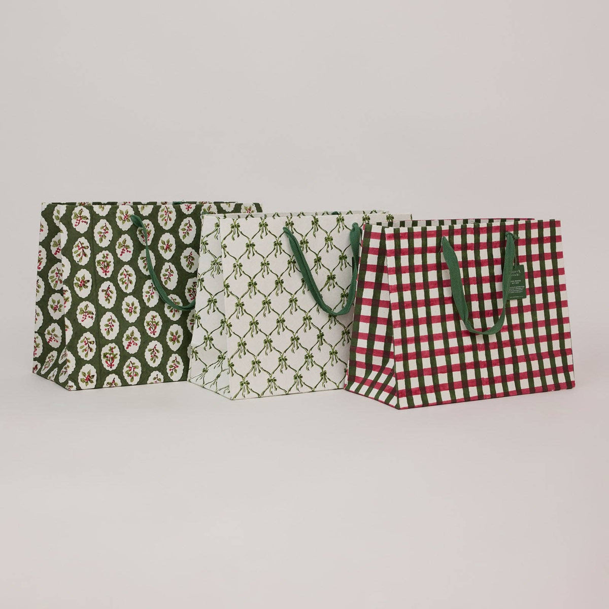 Holly Green Gift Bags - Large