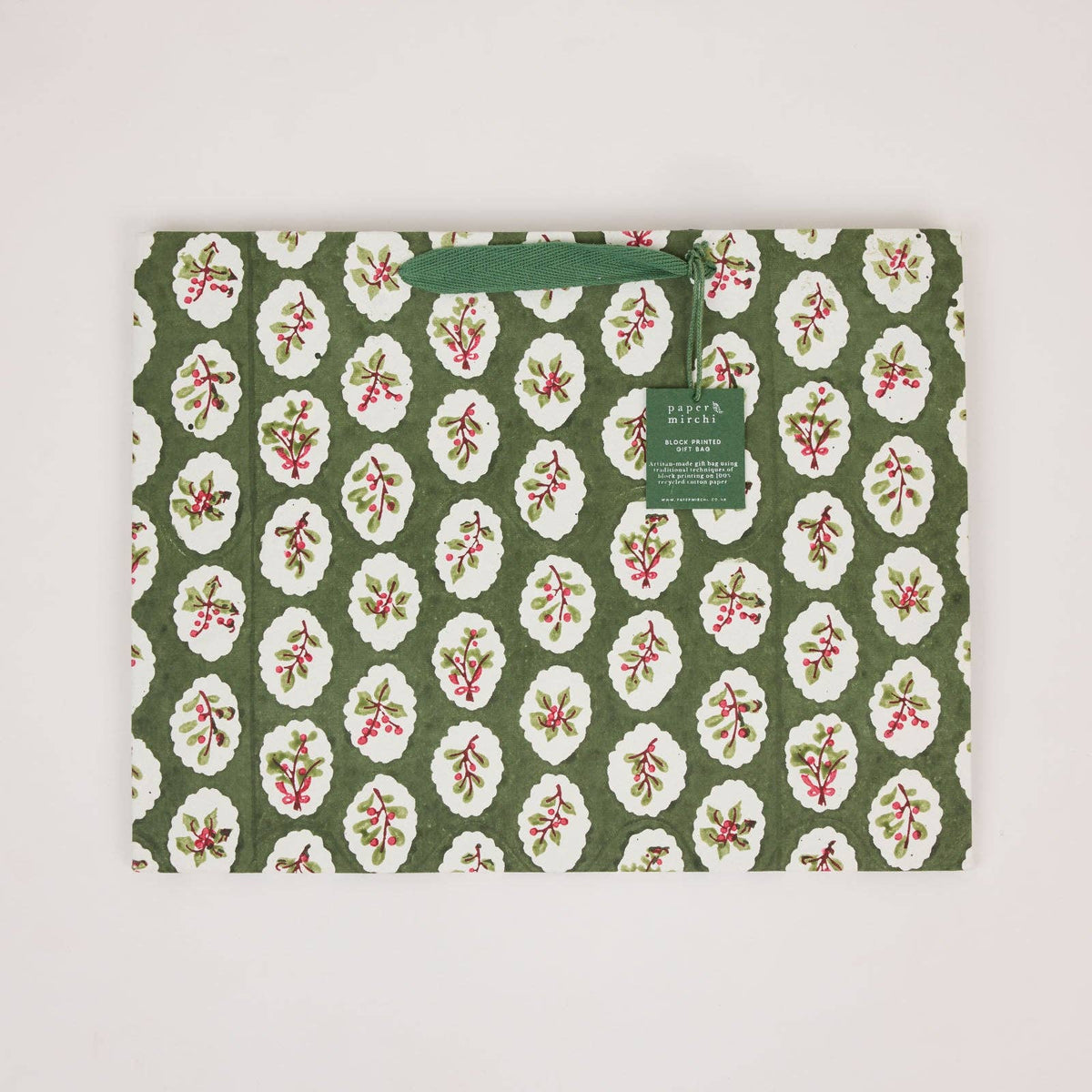 Holly Green Gift Bags - Large