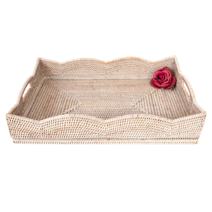 Scallop Collection Rectangular Tray (White Wash)
