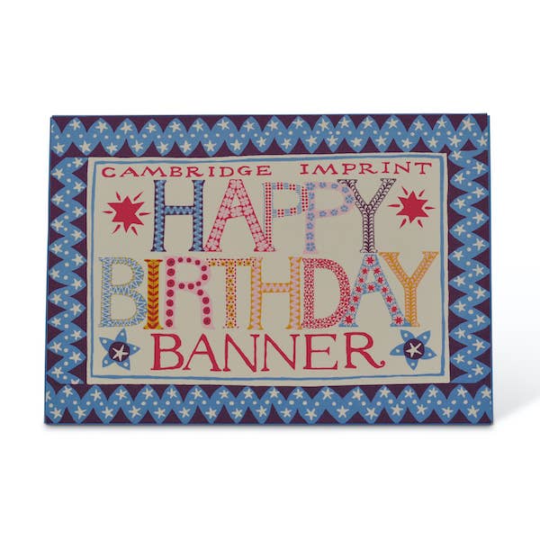 Happy Birthday banner with decorative border on a white background