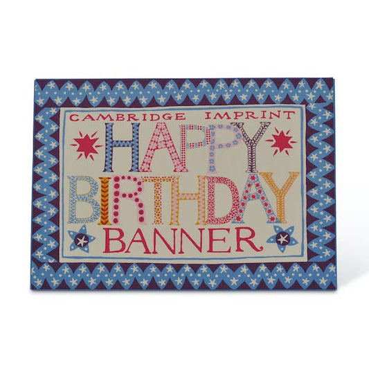 Happy Birthday banner with decorative border on a white background