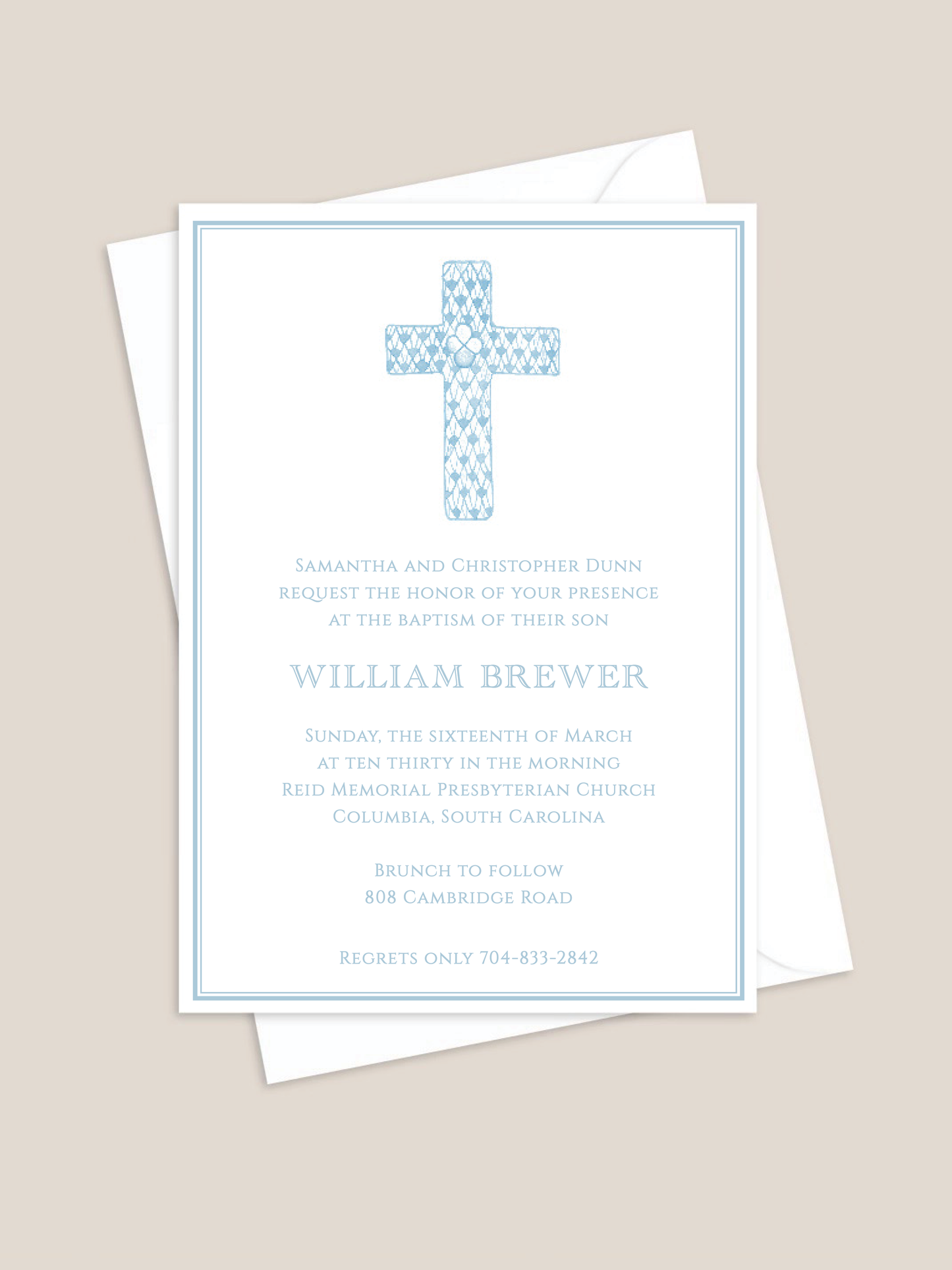 Blue Cross 2 Baptism Invitation