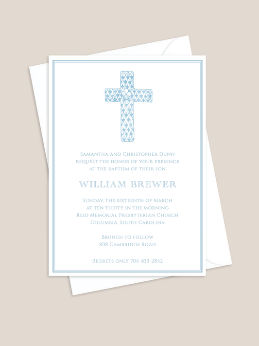 Blue Cross 2 Baptism Invitation