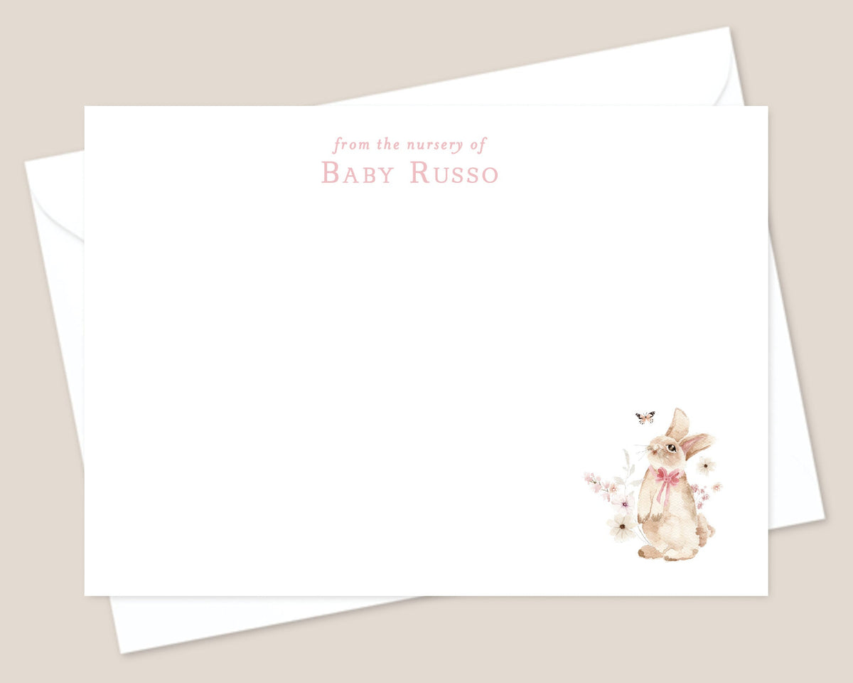 Bunny Blossoms Baby Stationery