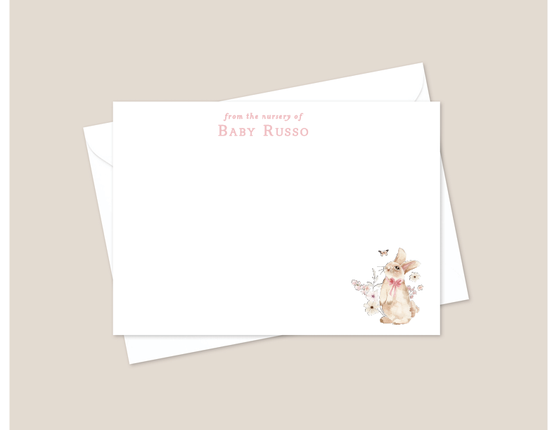 Bunny Blossoms Baby Stationery