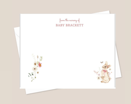 Bunny and Flowers Nursery Stationery