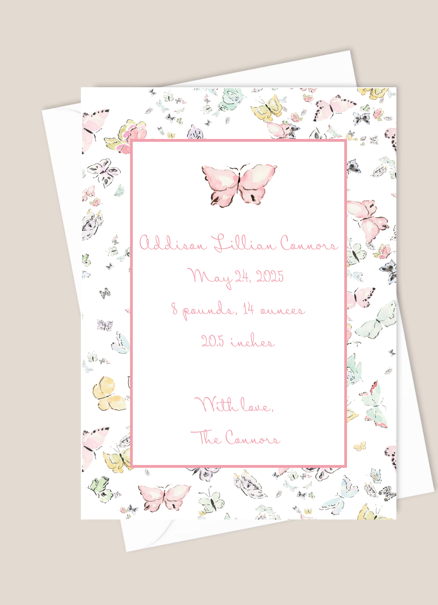 Sweet Butterfly Baby Announcement