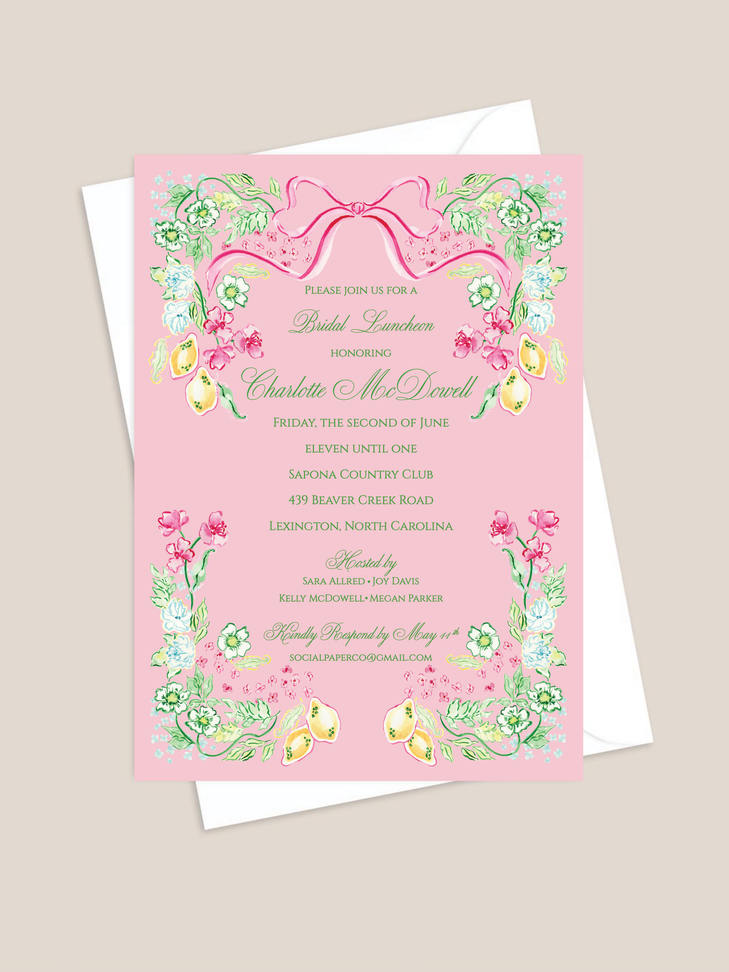 Pink Lemonade Bridal Shower Invitation