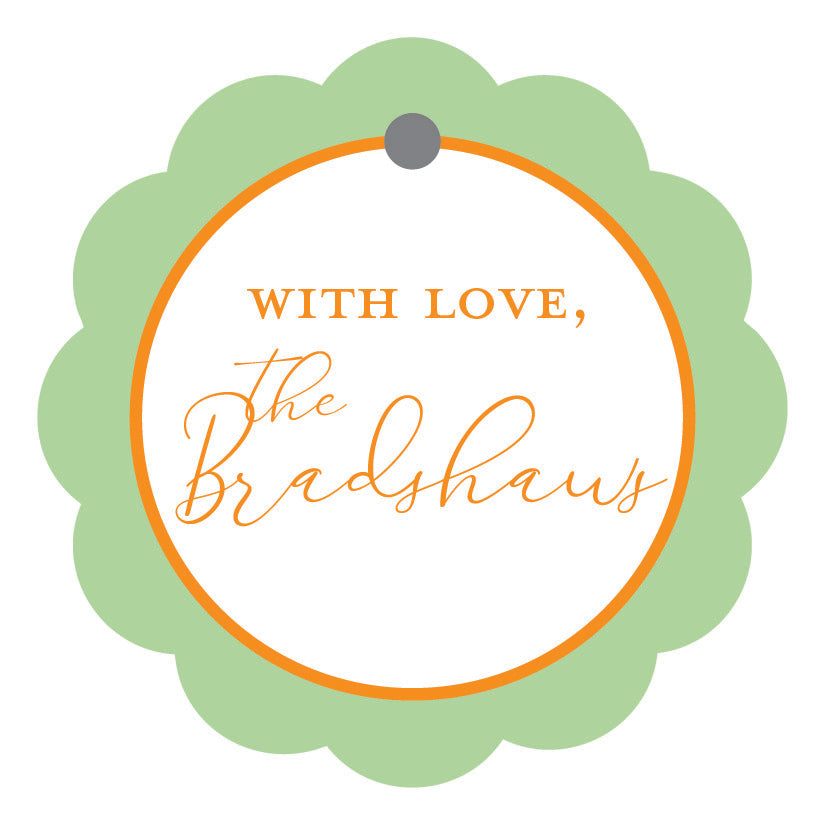 Orange and Green Wreath Holiday Hanging Tag