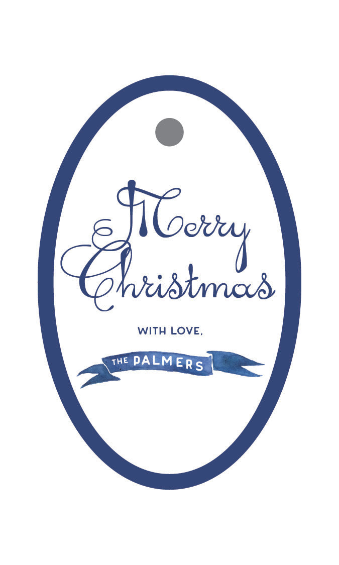 Blue Banner Holiday Hanging Tag