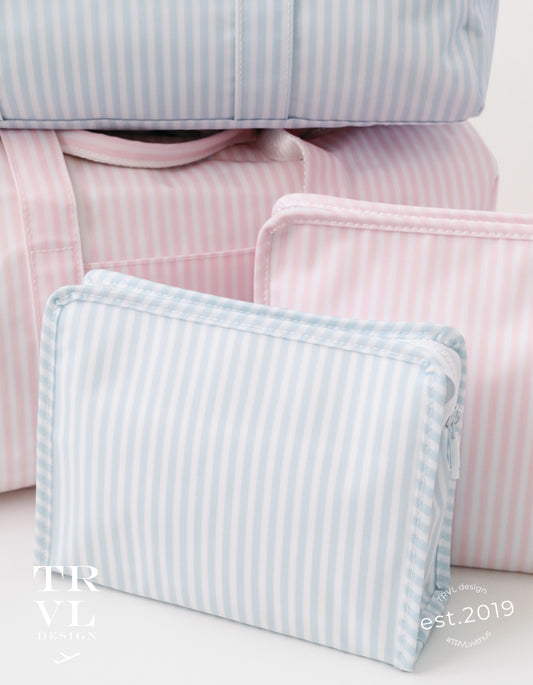 Pimlico stripe Blue zip pouch medium