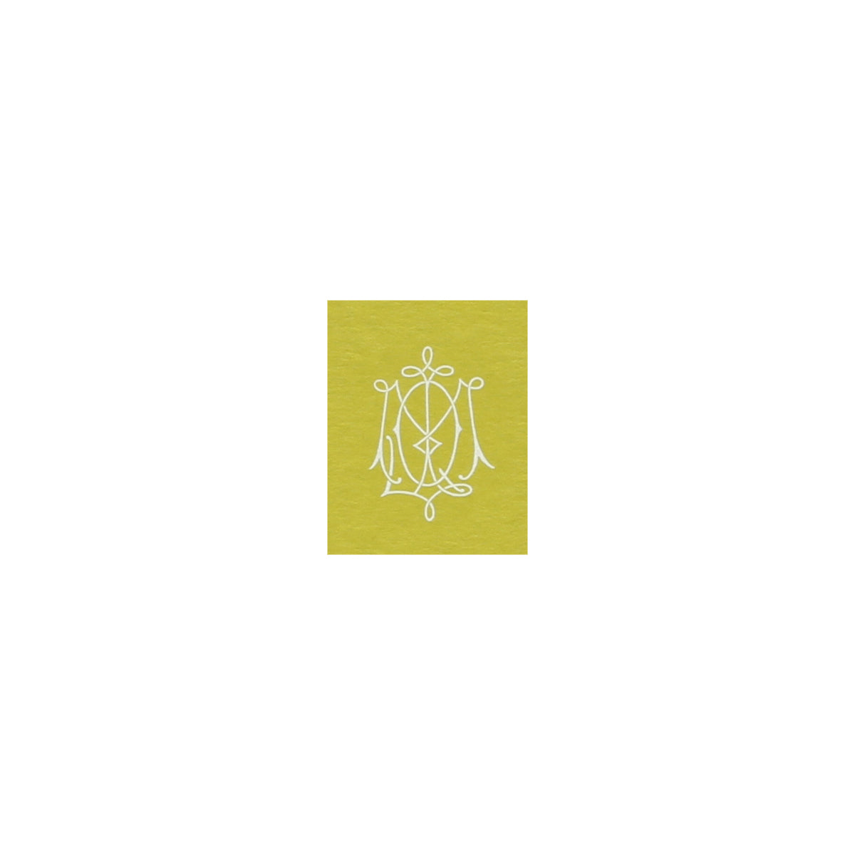 green notecard with monogram