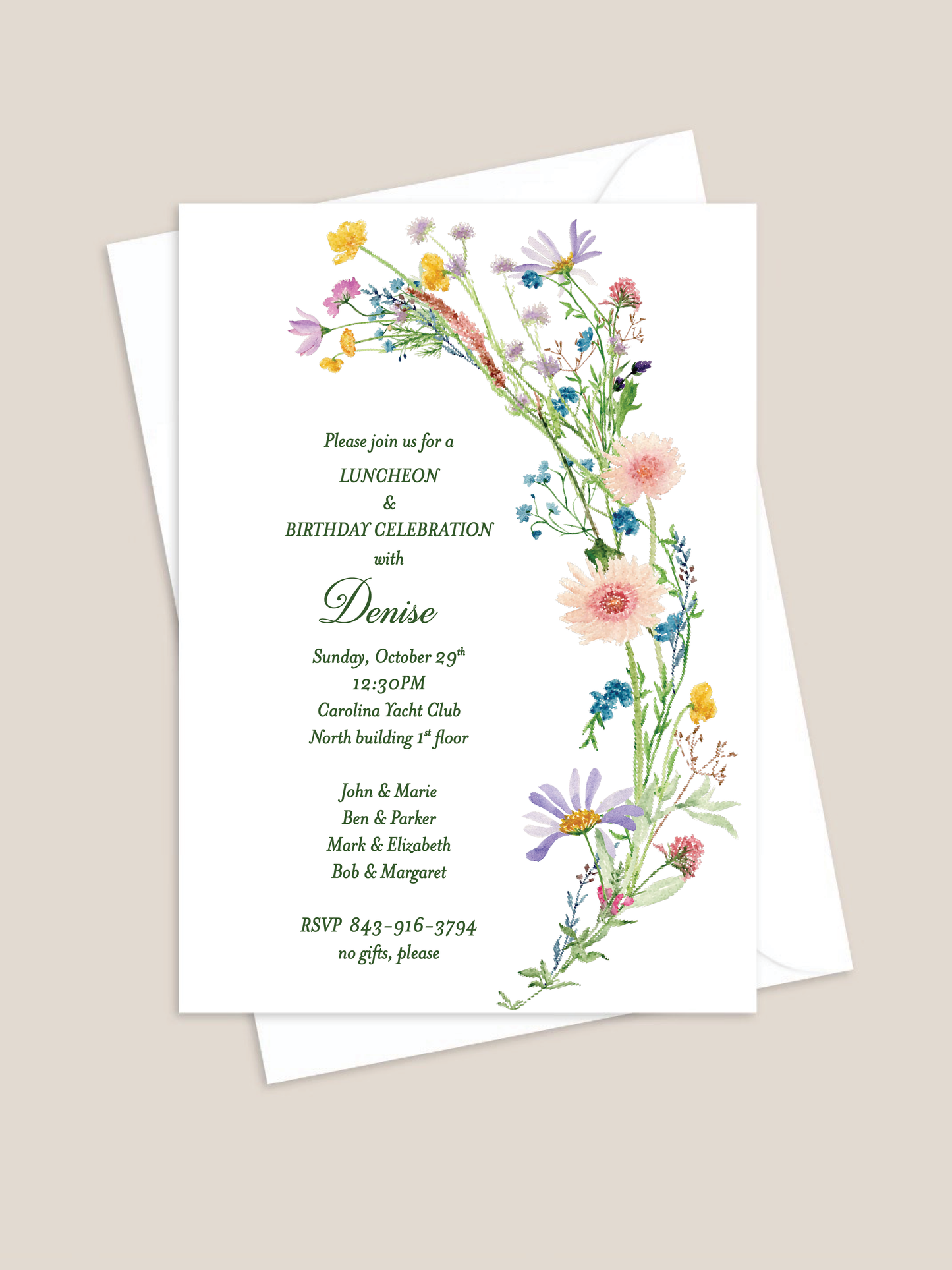 Bouquet Birthday Invitation