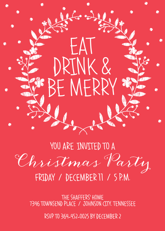 Eat Drink & Be Merry Holiday Invitation