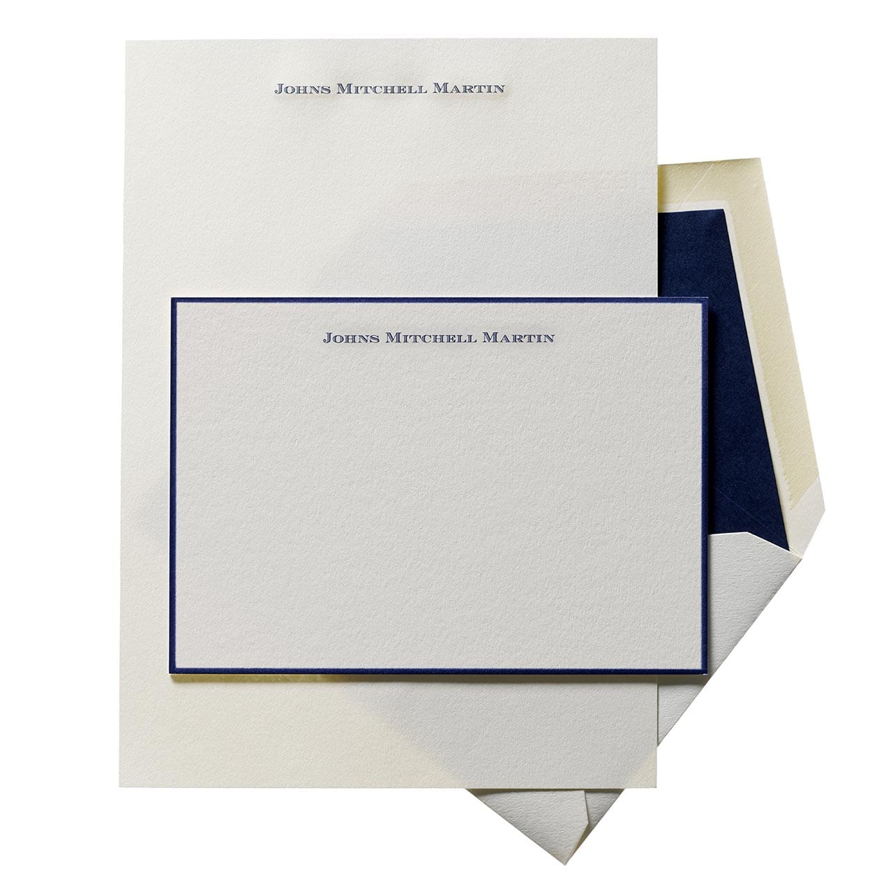 sheet stationery with navy blue border