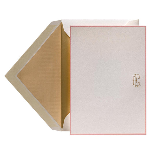 notecard monogram gold and pink