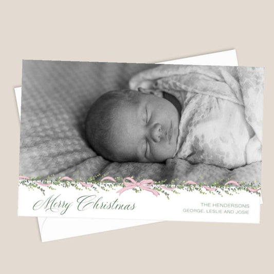 Pink Silent Night Christmas Card