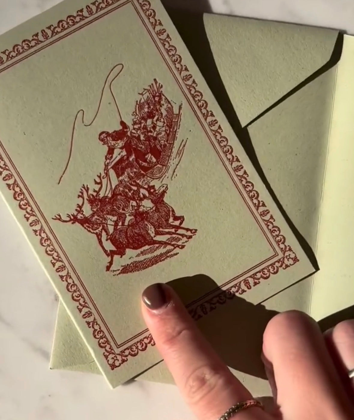 Santa Sleigh Vintage Letterpress