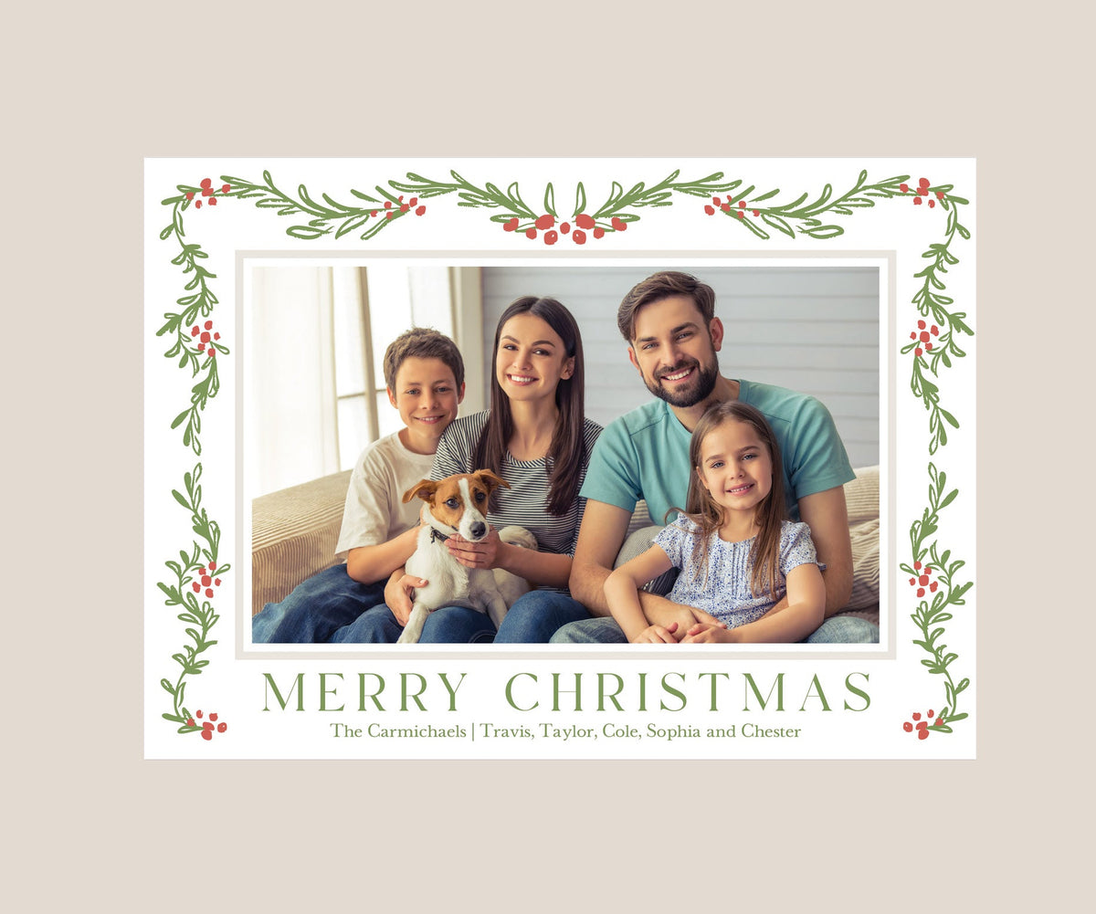 Gathered Garland Frame Holiday Photo Card