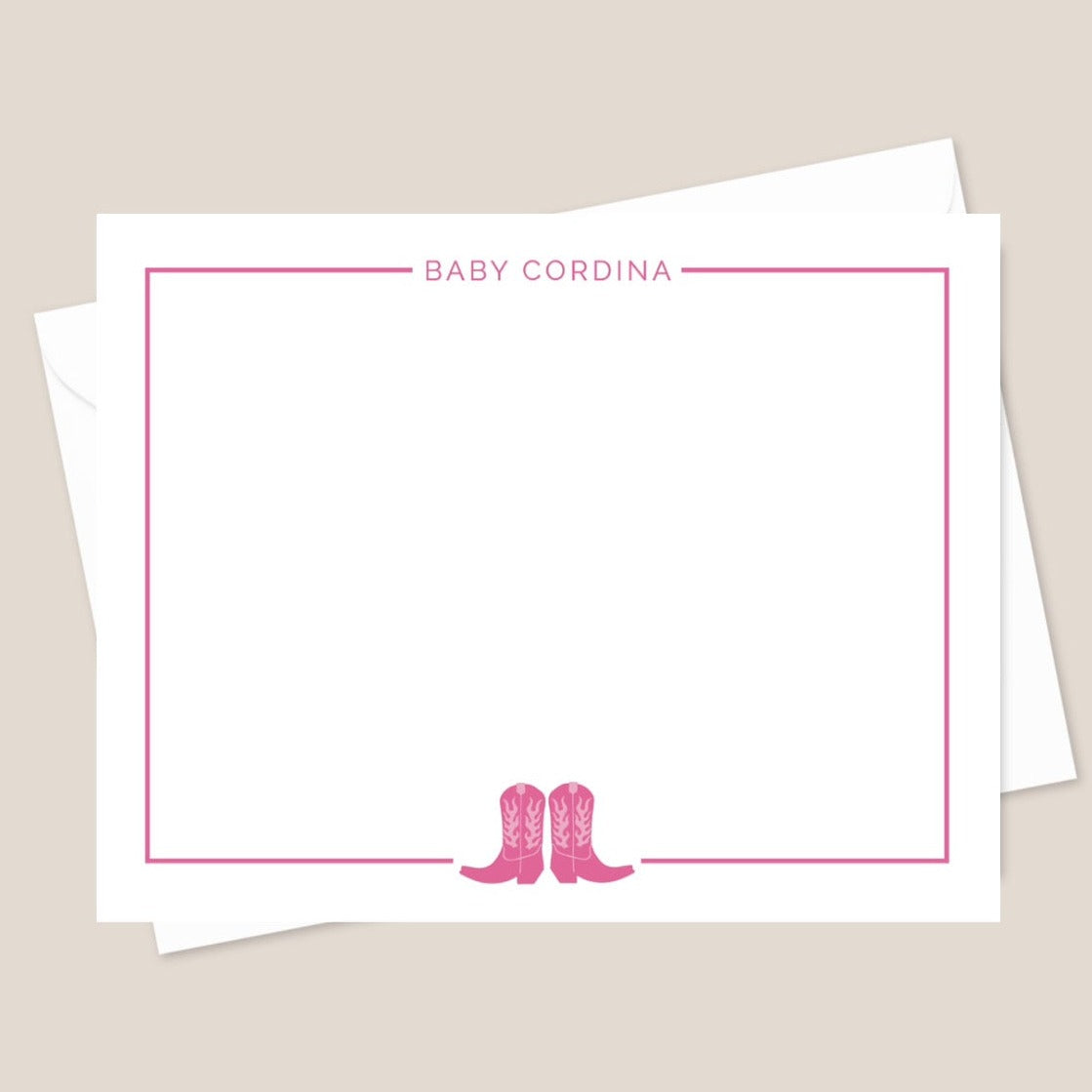 Pink cowgirl stationery