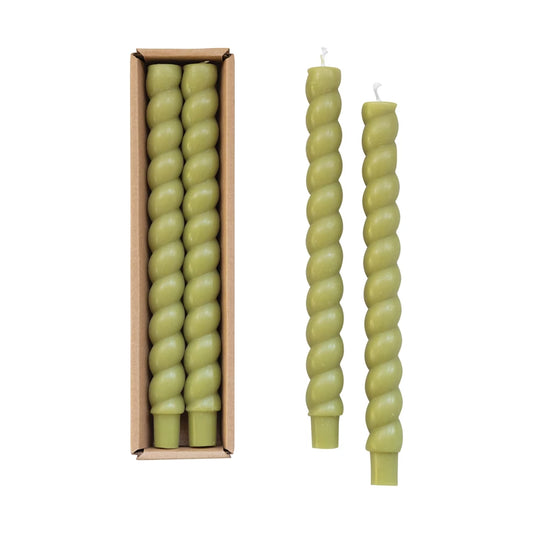 Green twisted candles