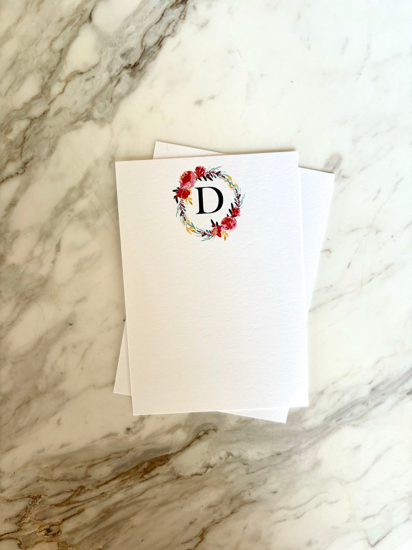 D Letter Flower Stationery