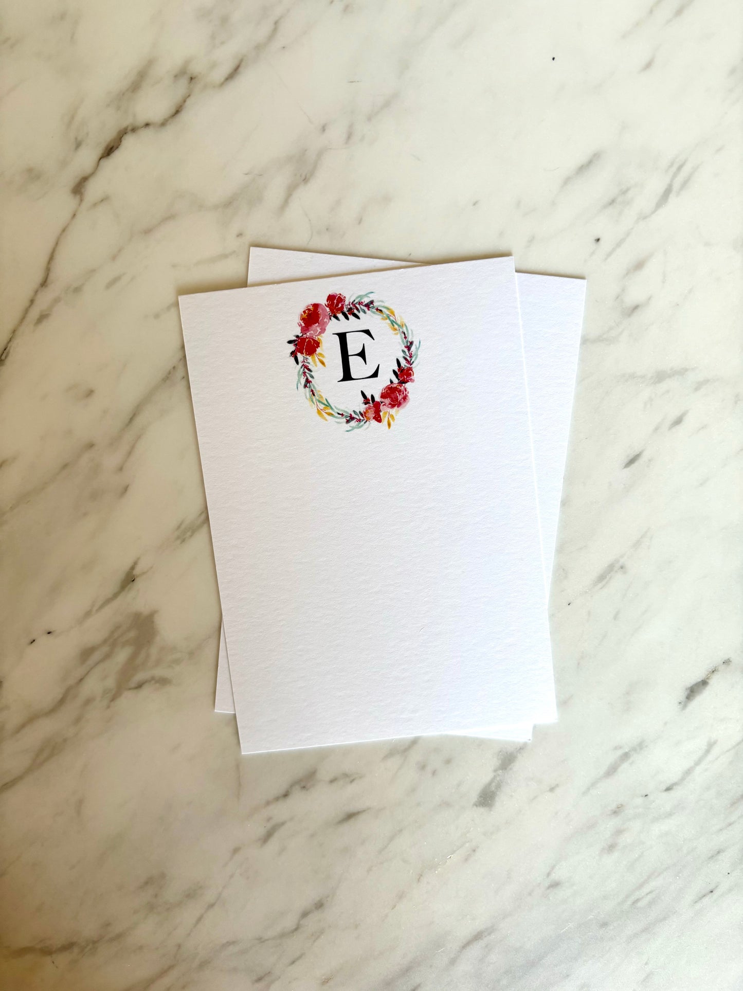 E Letter Flower Stationery