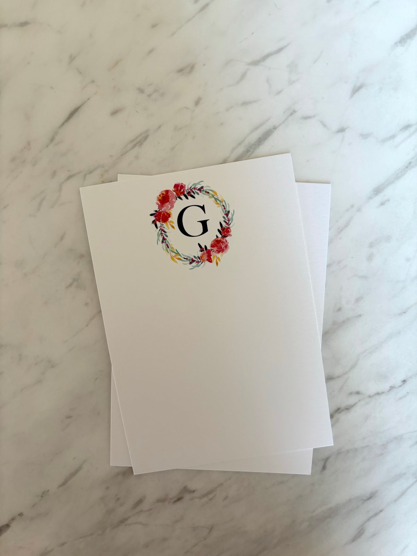 G Letter Flower Stationery