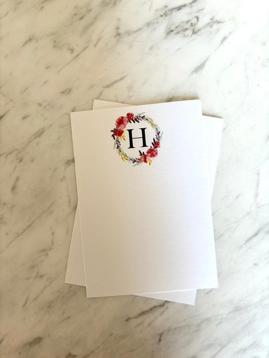 H Letter Flower Stationery