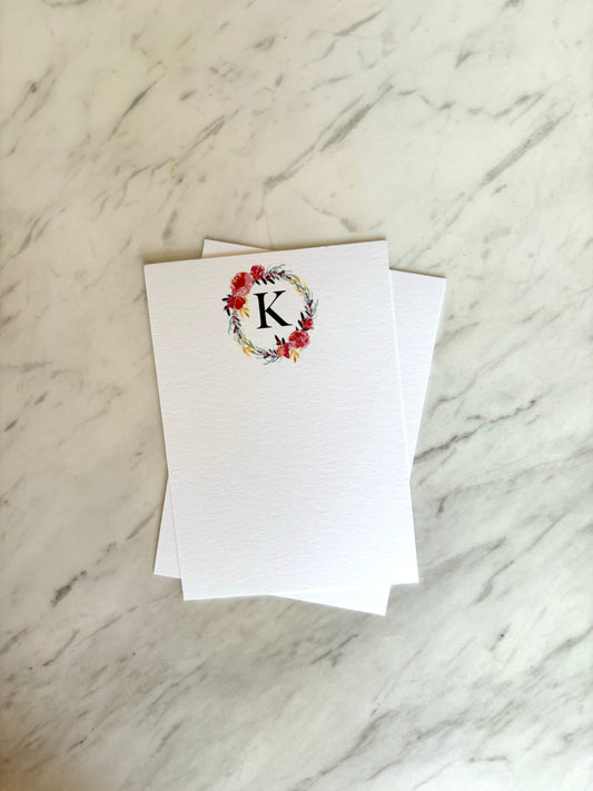 K Letter Flower Stationery