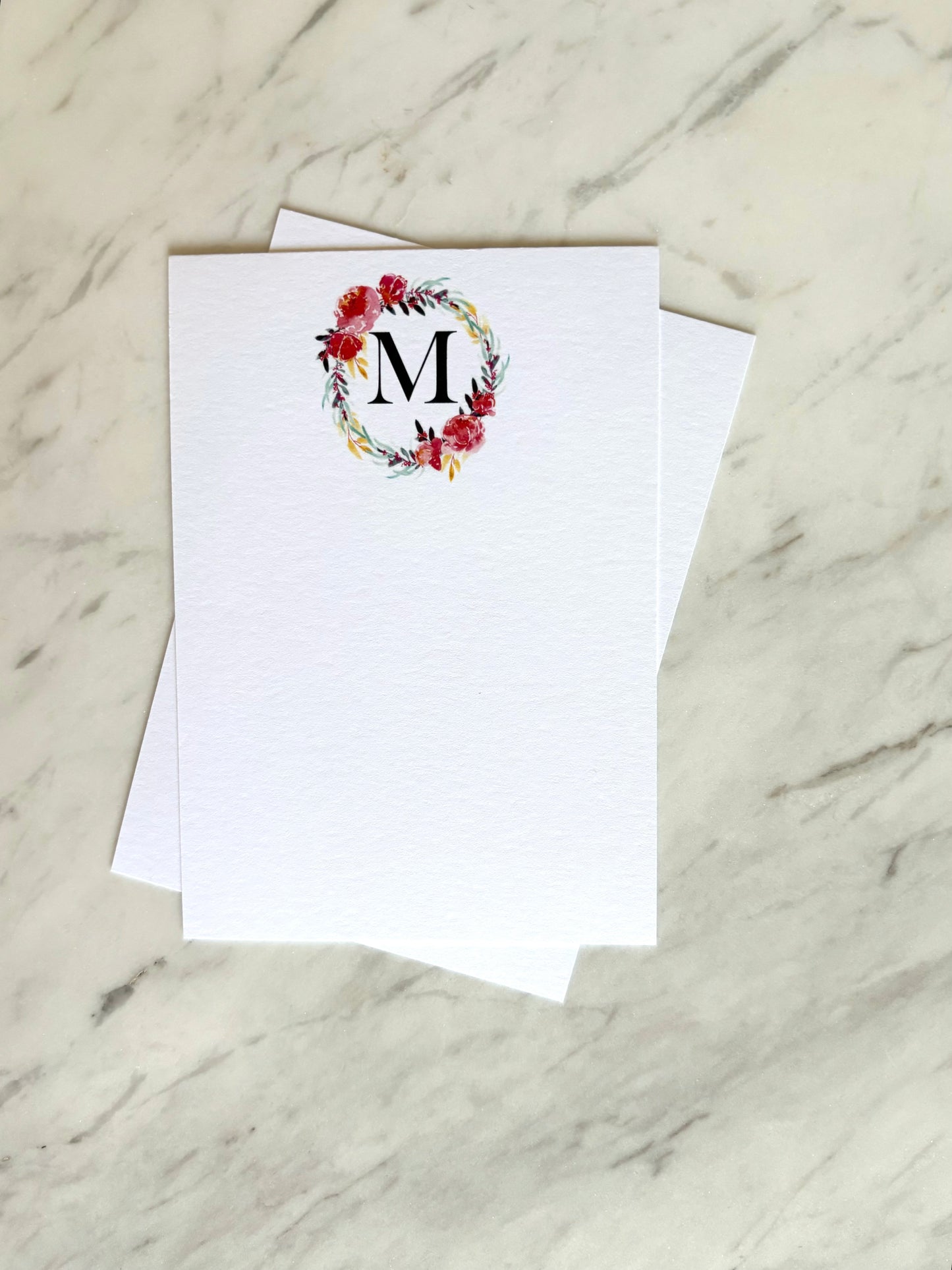 M Letter Flower Stationery