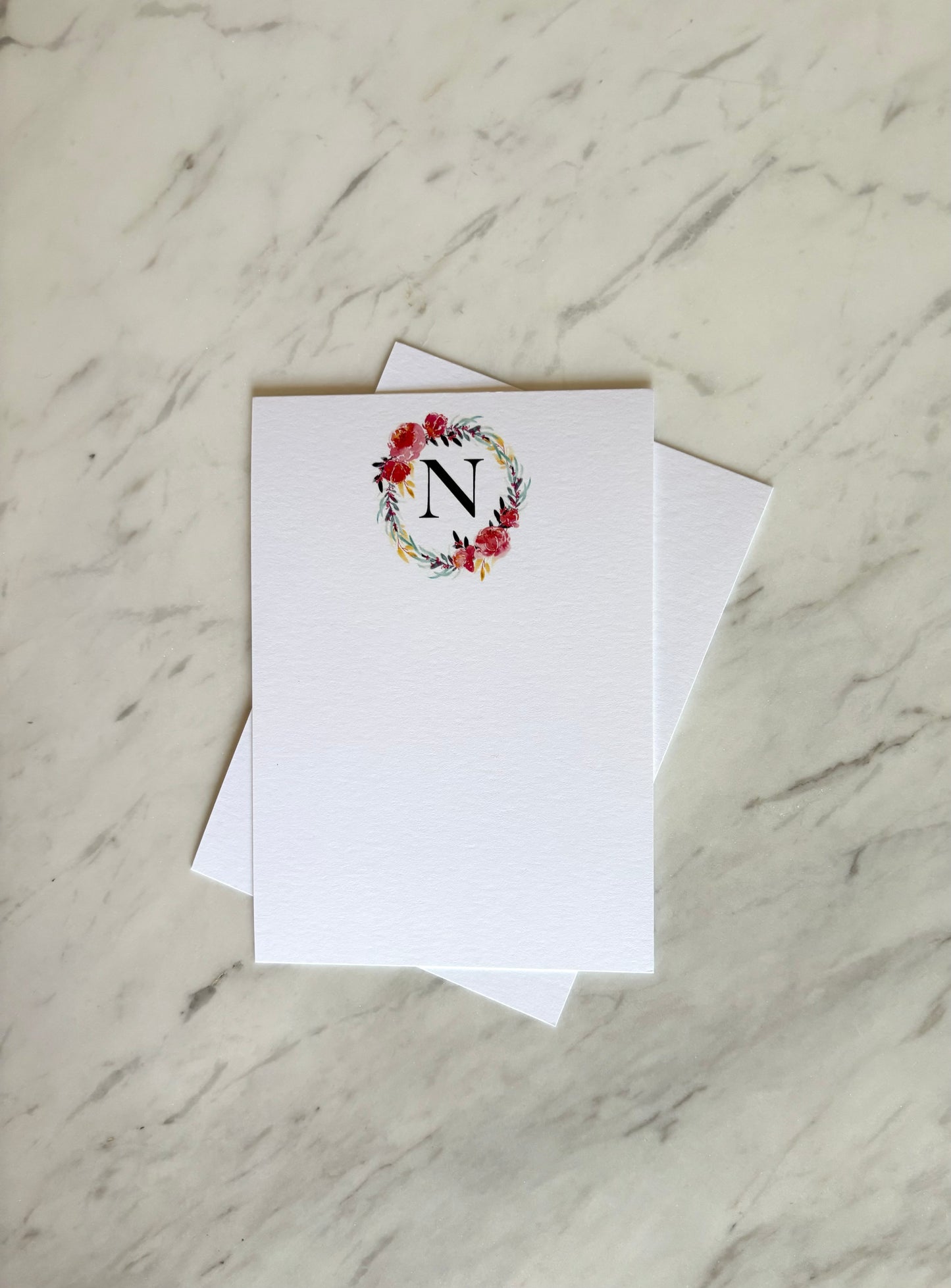 N Letter Flower Stationery