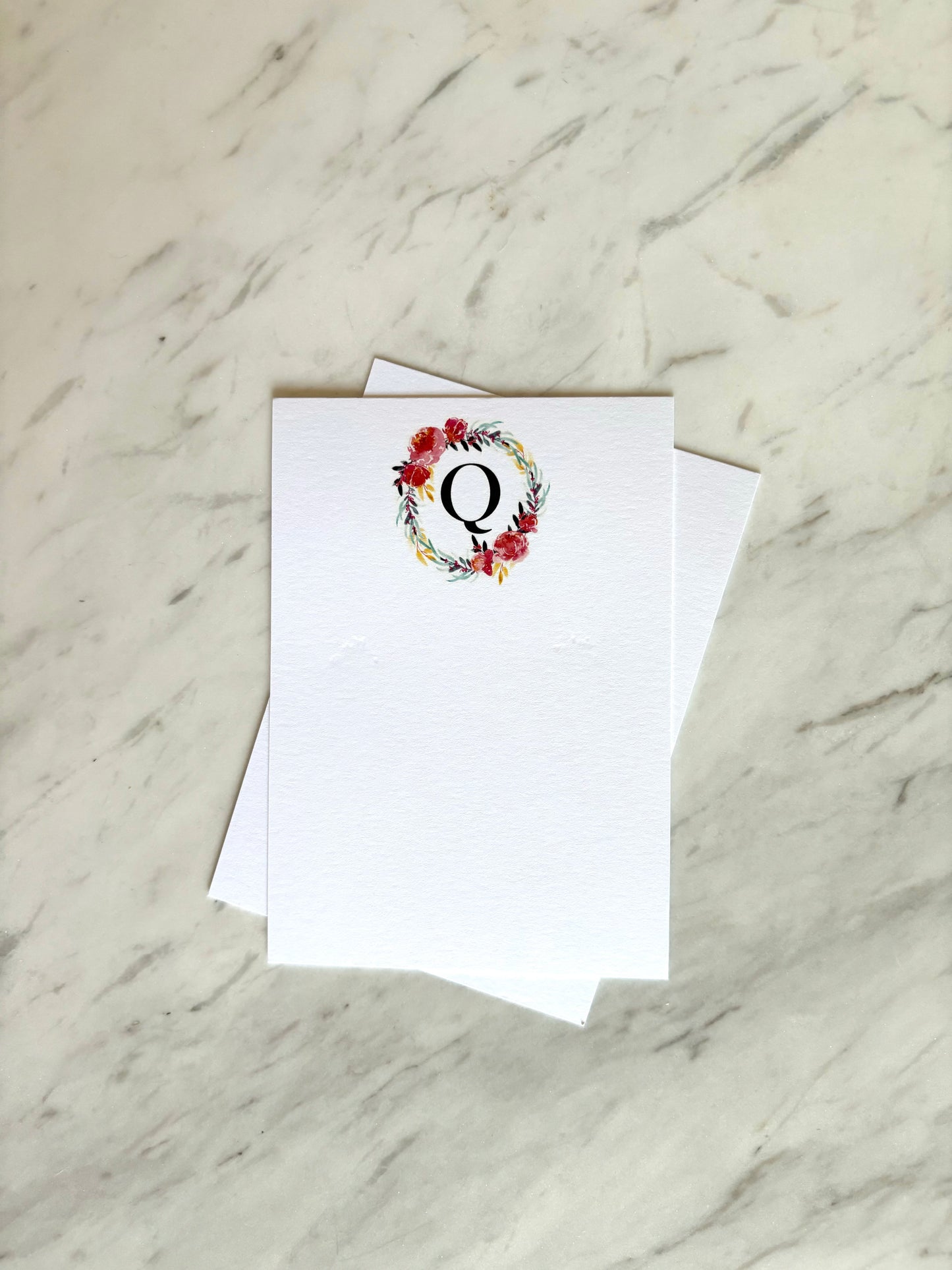 Q Letter Flower Stationery