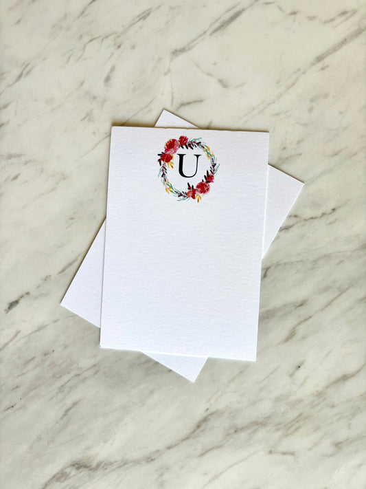 U Letter Flower Stationery