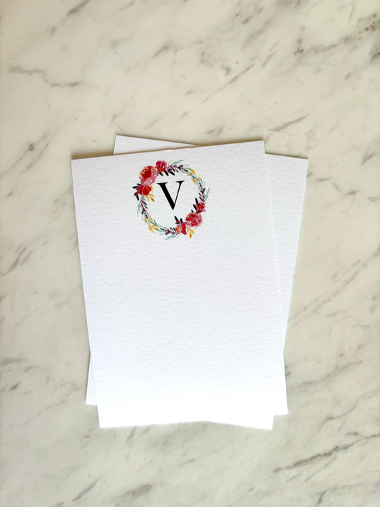 V Letter Flower Stationery