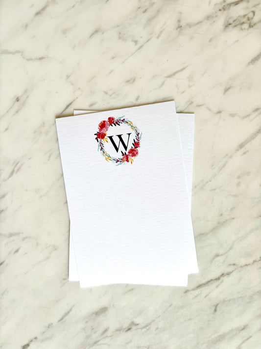 W Letter Flower Stationery