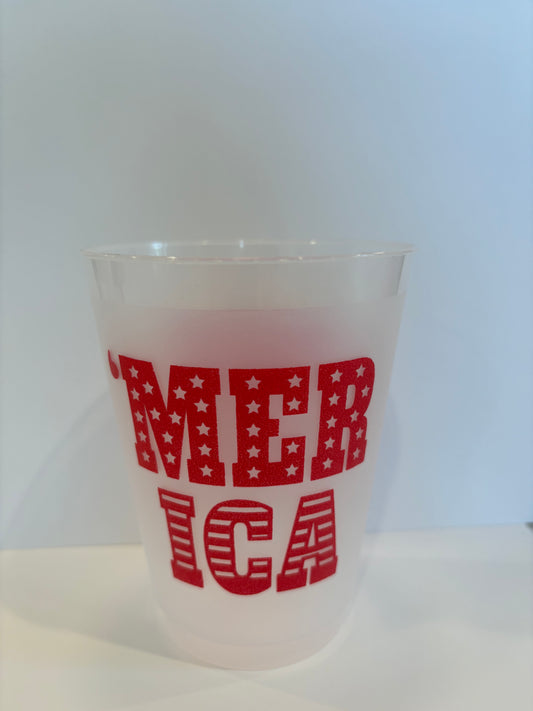 Merica Red and White Stars and Stripes Frost Flex Cup