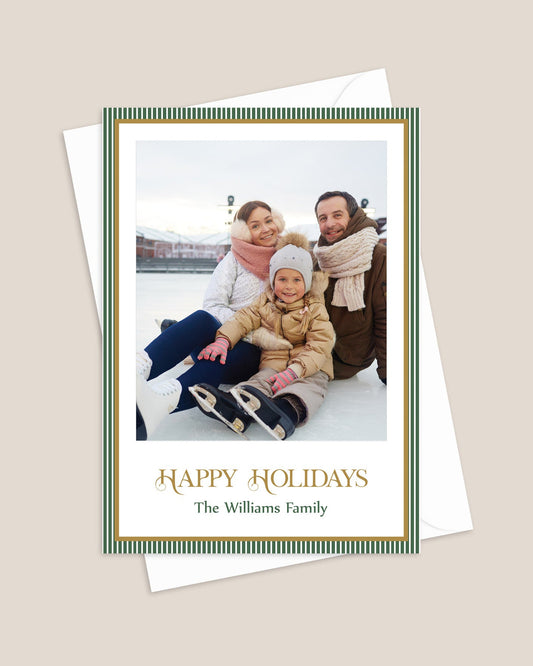 Layered Stripes Holiday Photo Christmas Card