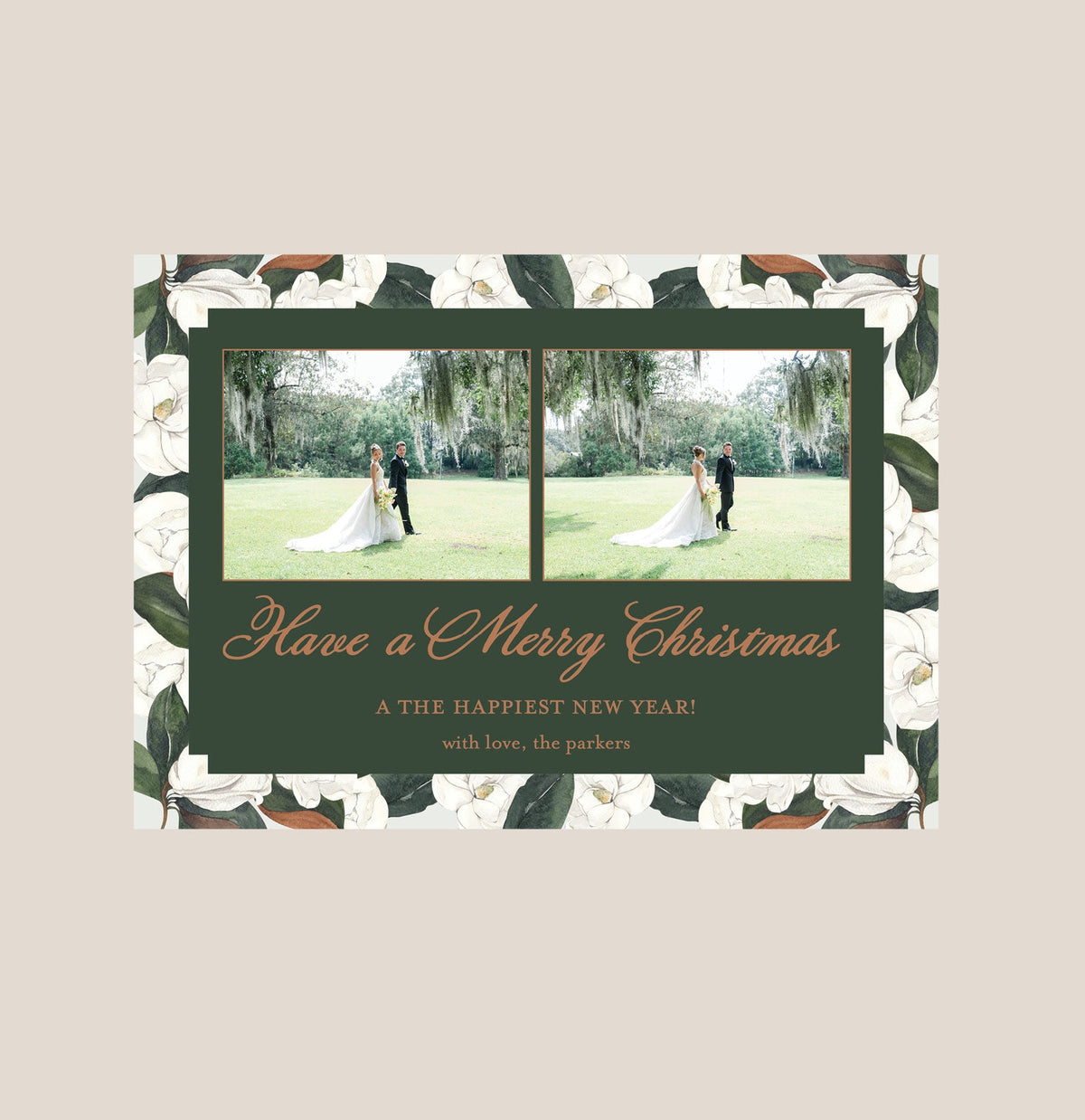 Sweet Holiday Magnolia Horizontal Christmas Card