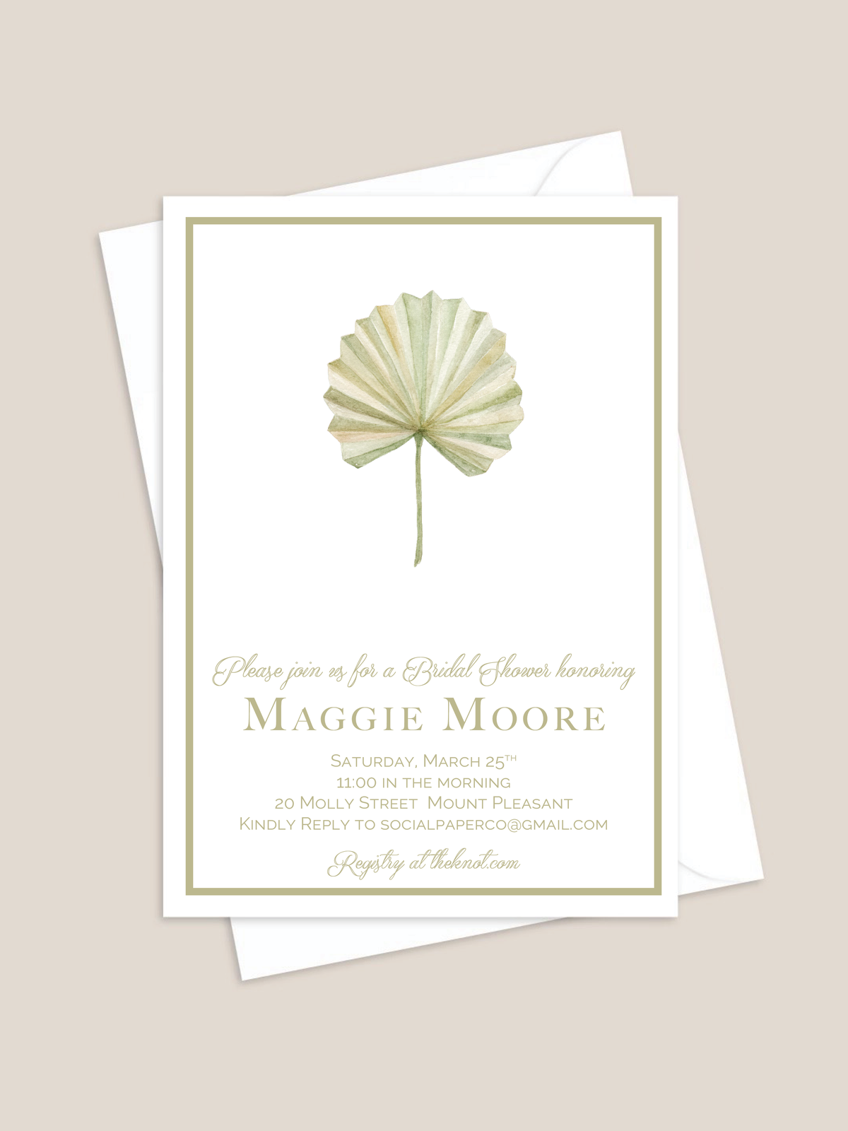 Palm Bridal Shower Invitation