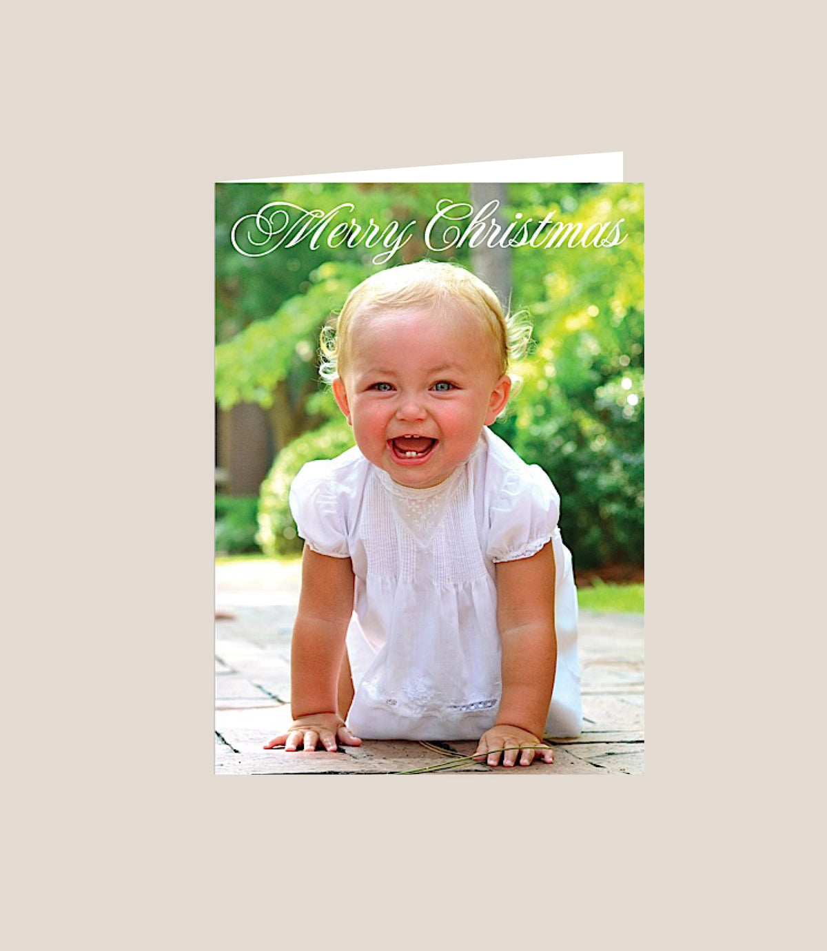 Merry Christmas Script Holiday Folded Card