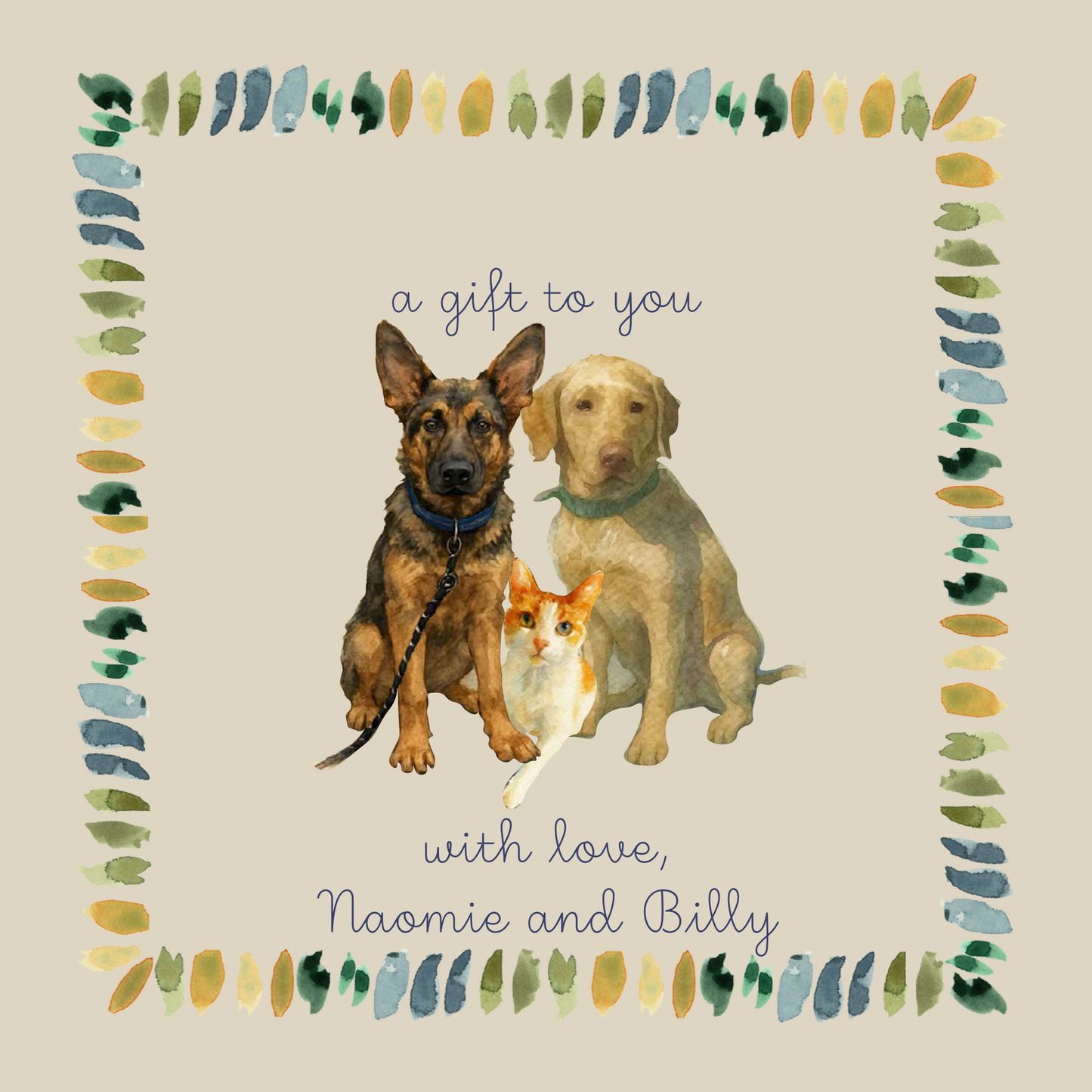 custom dog gift tags watercolor