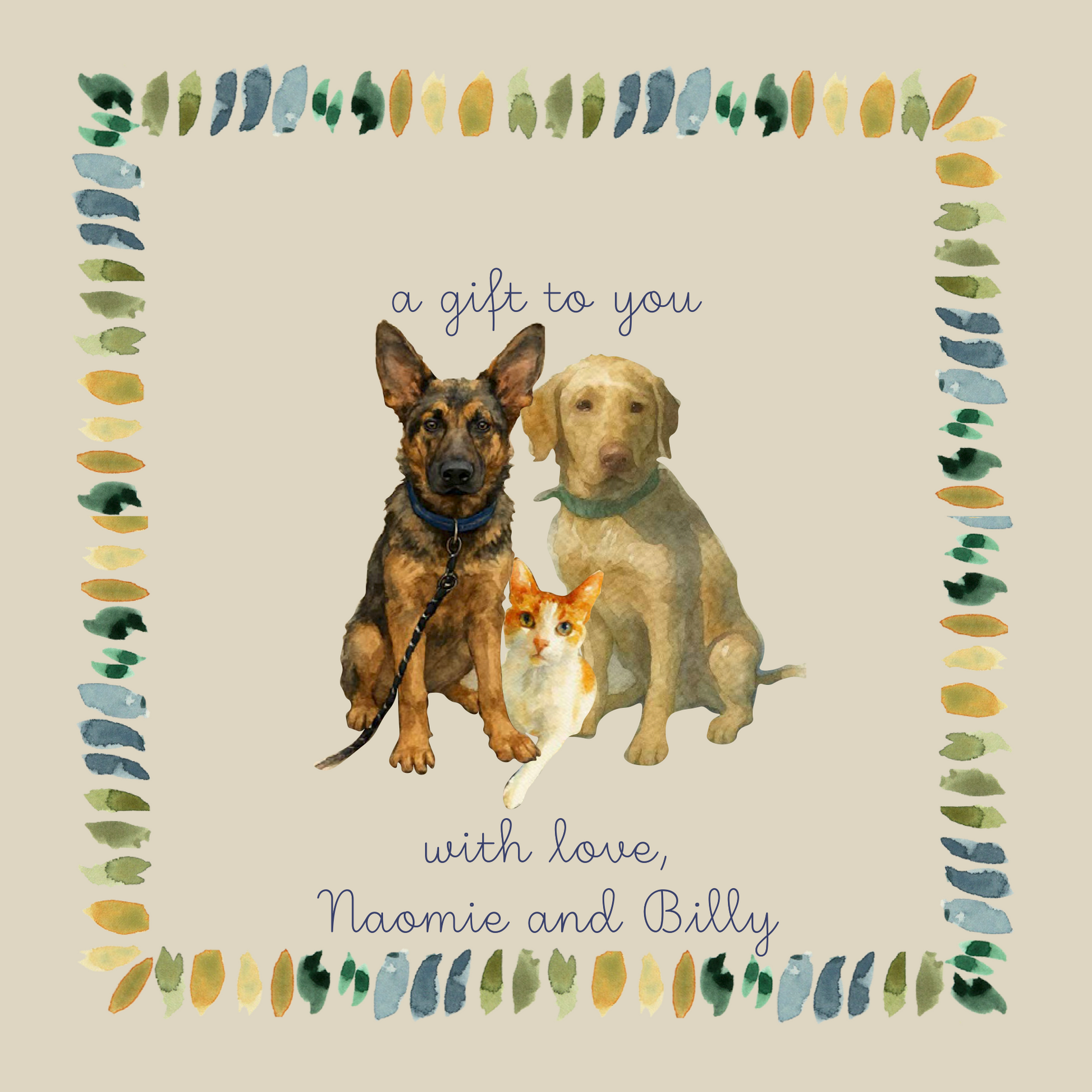custom dog gift tags watercolor