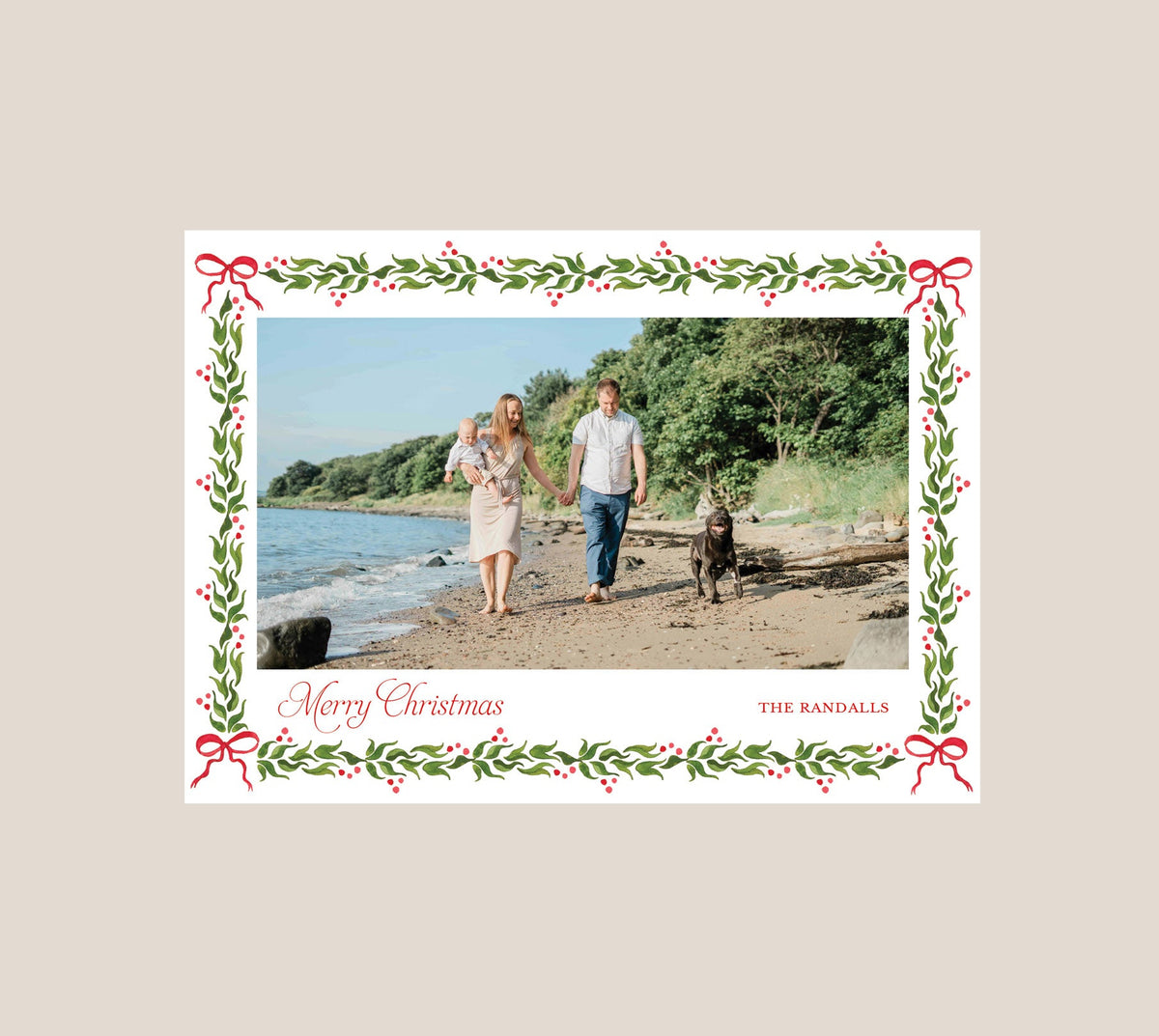 Painted Leaves Horizontal Christmas Card