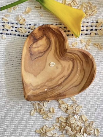 Olive Wood Carved Heart Dish 4"