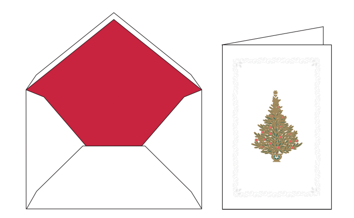 Lined Christmas Tree Holiday Cards